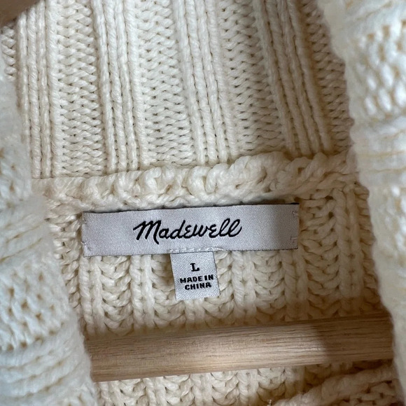 Madewell Women's Ivory Turtleneck Sweater Size L Long Sleeve Boxy Knit Cropped - Picture 11 of 12